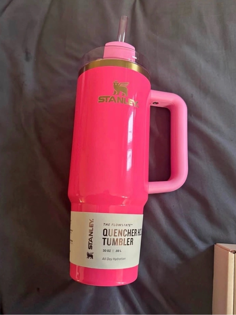 Stanley Hot Pink Quencher Tumbler with Handle and Straw